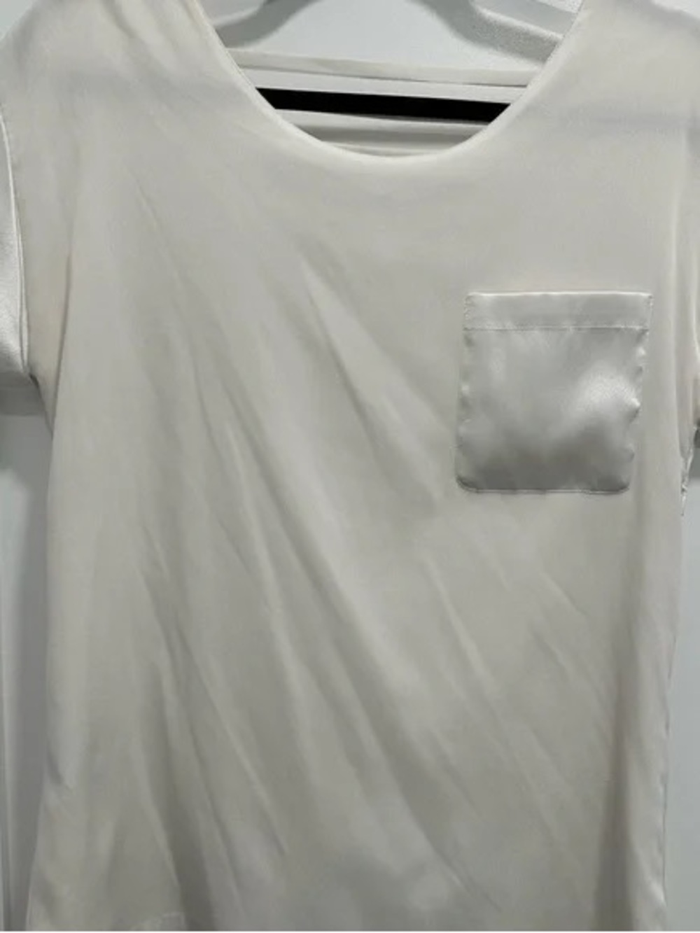 Classic Scoop Neck Tee with Satin Chest Pocket